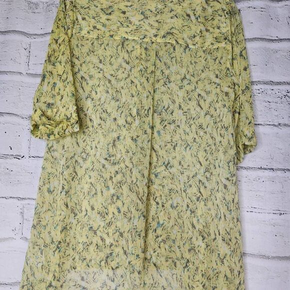 Nic + Zoe Printed Split V-Neck Hi-Low Hem Tunic Top Yellow Small - Picture 12 of 14